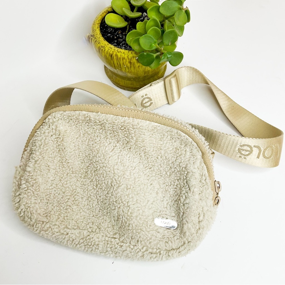 LOLE Cozy Cream Sherpa Style Crossbody Bag
